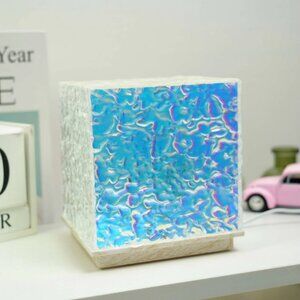4" Iridescent Cube Glow Mood Light Color Changing Night Light Minecraft Decor Li